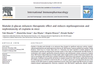 Maitake betaglucan enhances therapeutic effect and reduces myelosupression and nephrotoxicity of cisplatin in mice