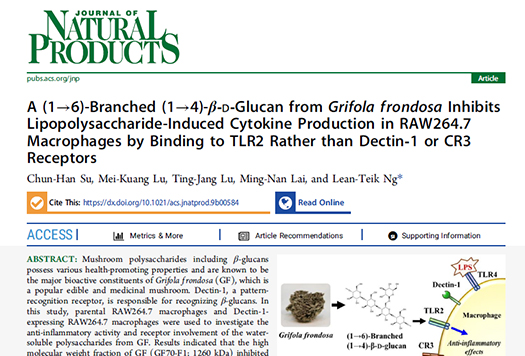 A (1→6)-Branched (1→4)-β-d-Glucan from Grifola frondosa Inhibits Lipopolysaccharide-Induced Cytok