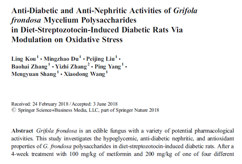 Anti-Diabetic and Anti-Nephritic Activities of Grifola frondosa Mycelium Polysaccharides in Diet-Str