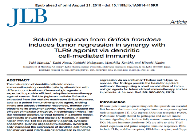 Soluble β-glucan from Grifola frondosa induces tumor regression in synergy with TLR9 agonist via de