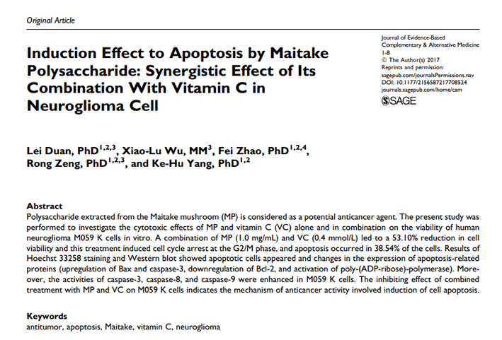 Induction Effect to Apoptosis by Maitake Polysaccharide: Synergistic Effect of Its Combination With 