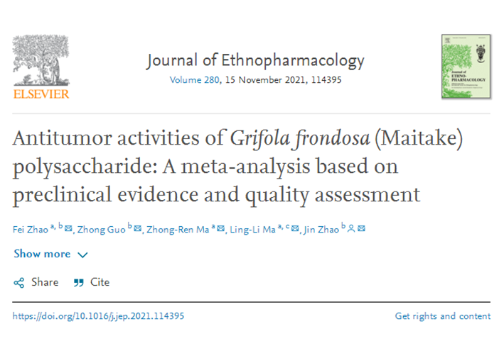 Antitumor activities of Grifola frondosa (Maitake) polysaccharide: A meta-analysis based on preclinical evidence and quality assessment