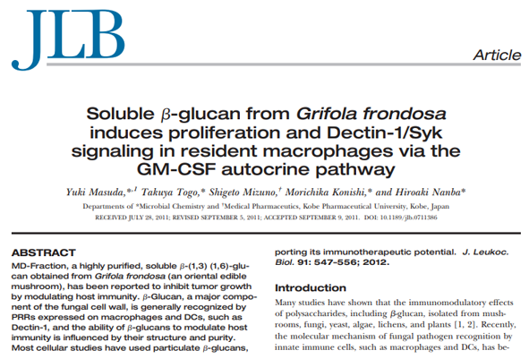 Soluble β-glucan from Grifola frondosa induces proliferation and Dectin-1/Syk signaling in resident macrophages via the GM-CSF autocrine pathway