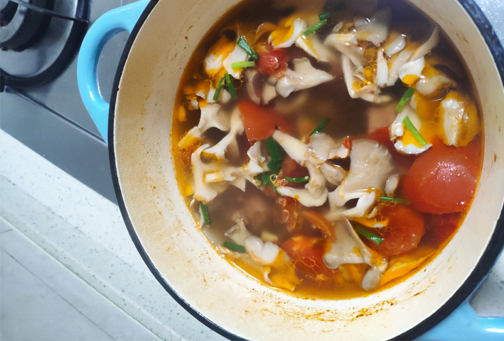 Maitake tofu tomato soup