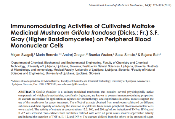 Immunomodulating activities of cultivated maitake medicinal mushroom Grifola frondosa (Dicks.: Fr.) 