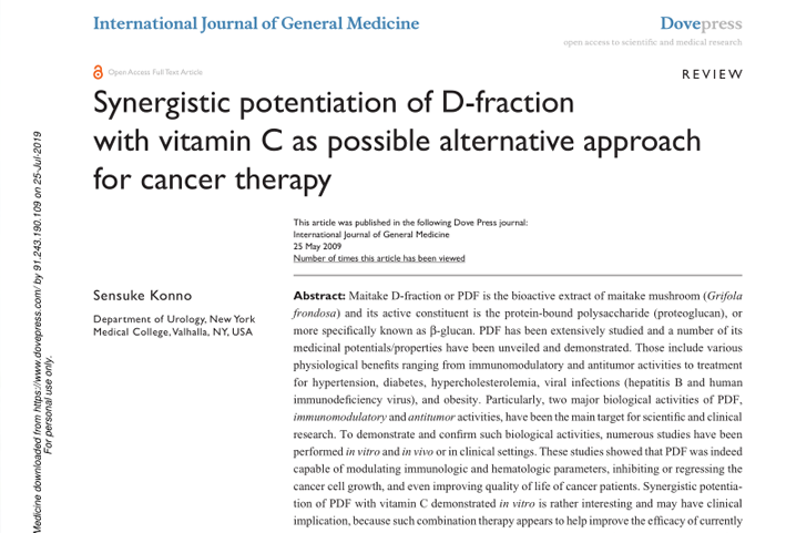Synergistic potentiation of D-fraction with vitamin C as possible alternative approach for cancer therapy