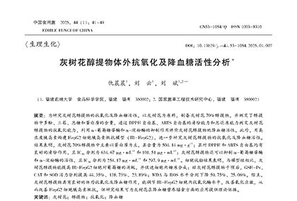 灰树花醇提物体外抗氧化及降血糖活性分析